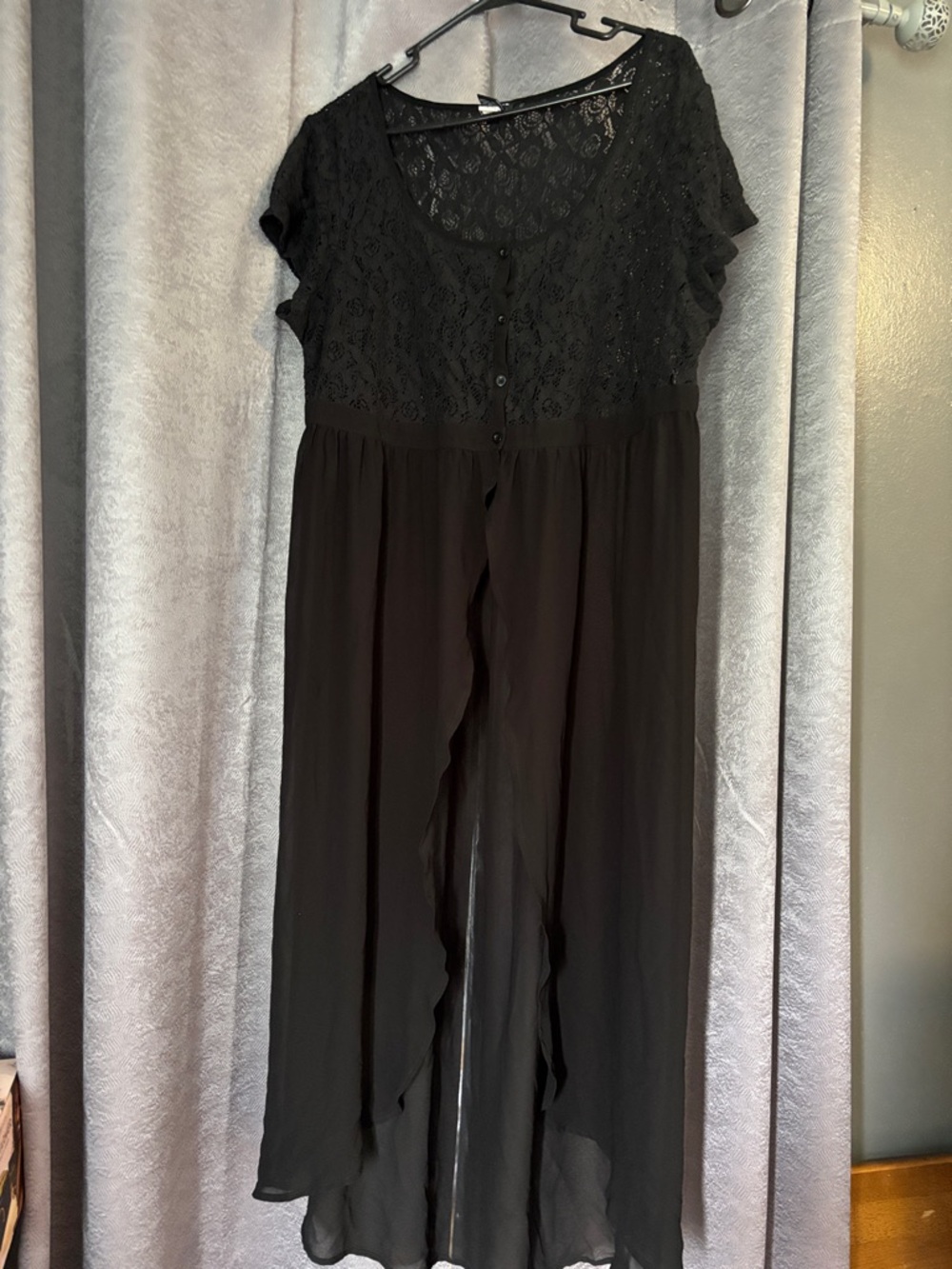 torrid Black Lace Bodice Chiffon Overlay Camisole Dress